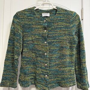 Alfred Dunner Petite Textured Knit Button Front Jacket Top Size 14 Women’s